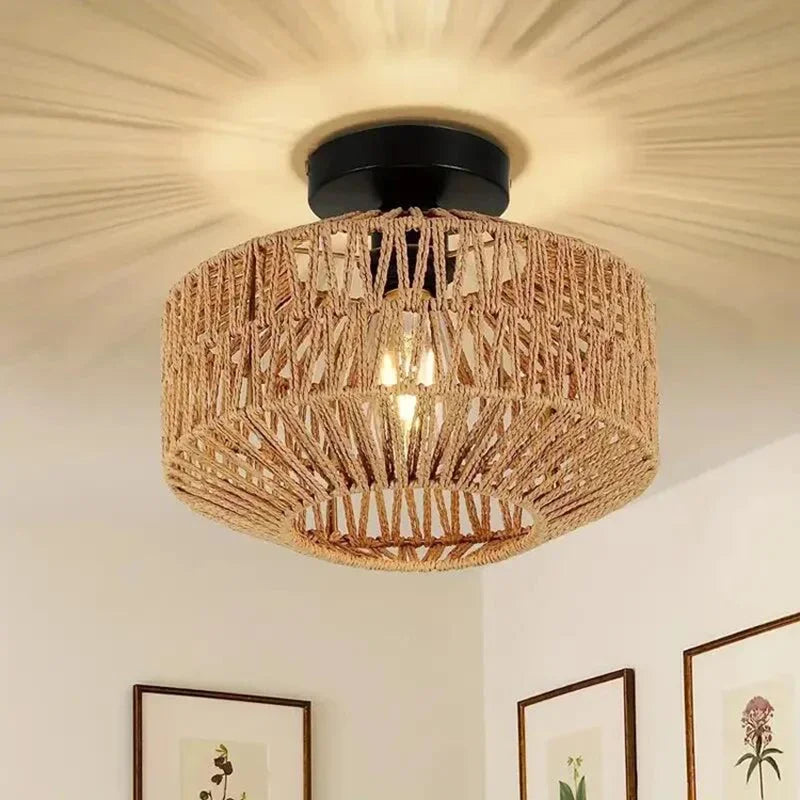 Lustre Rotin Tressé
