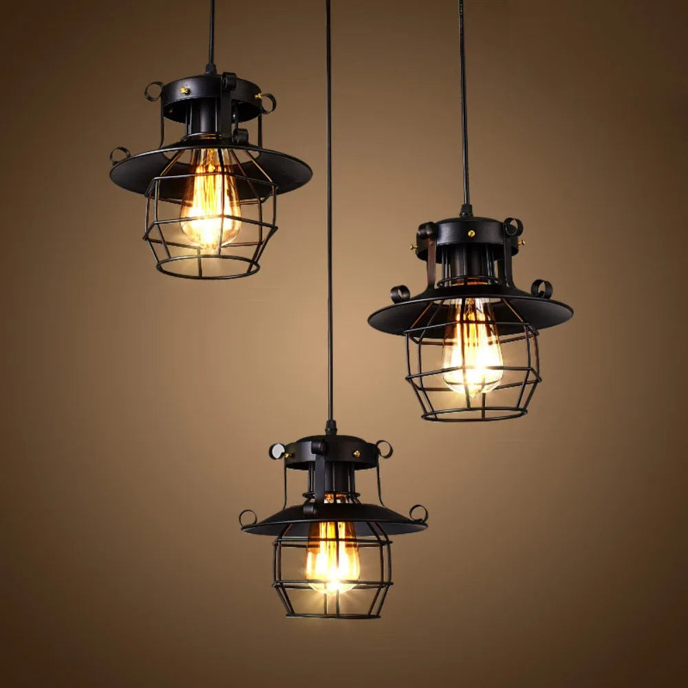 Lustre Industrielle Cage