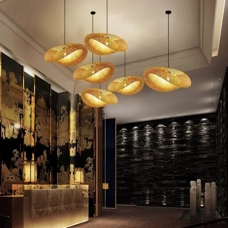 Lustre Rotin Nuages