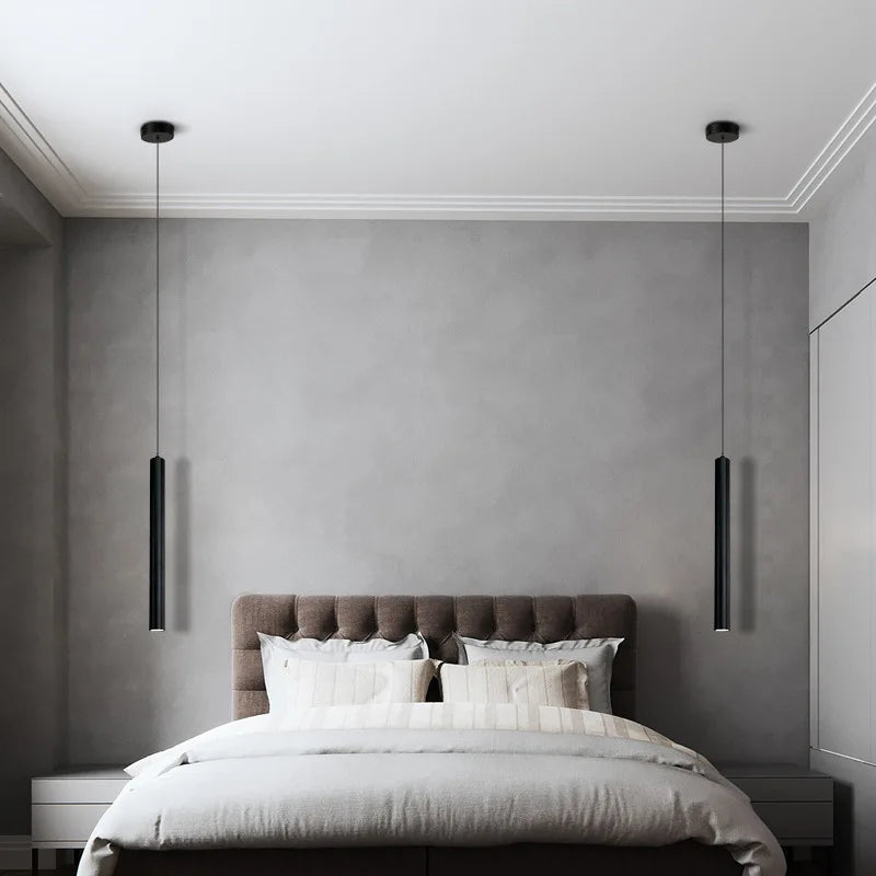 Lustre Suspension LED Cylindre Noir
