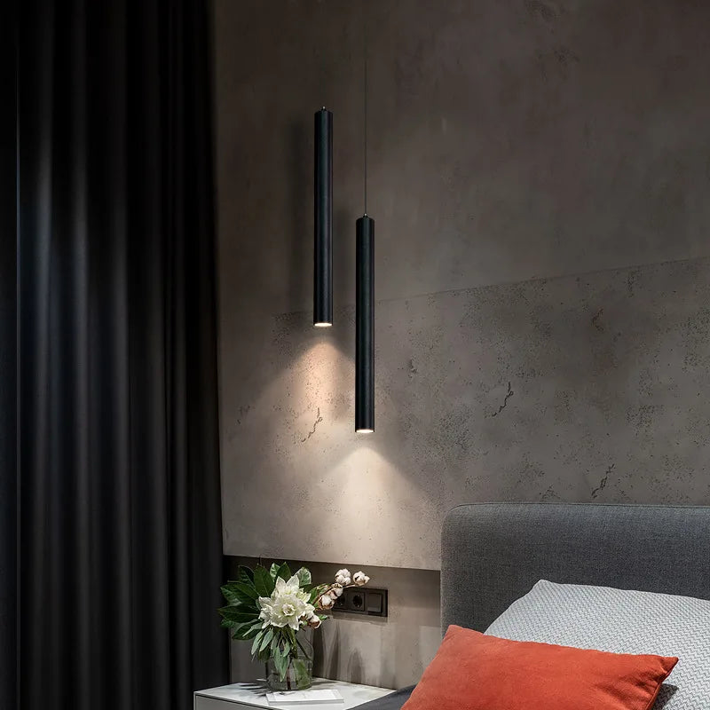 Lustre Suspension LED Cylindre Noir