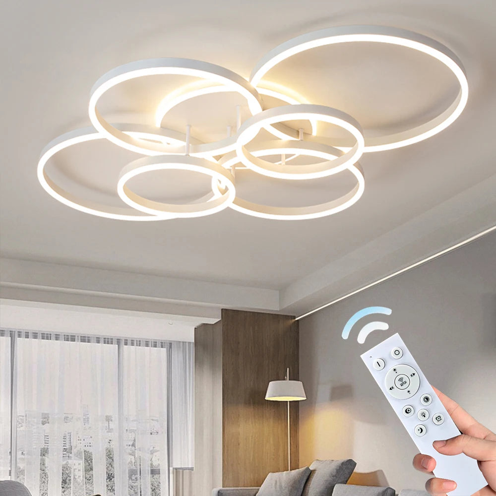 Lustre Moderne Anneaux Lumineux