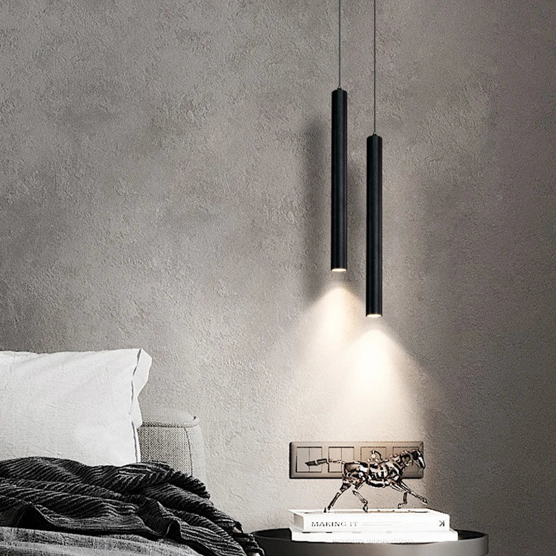 Lustre Suspension LED Cylindre Noir
