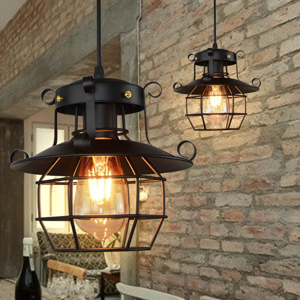 Lustre Industrielle Cage