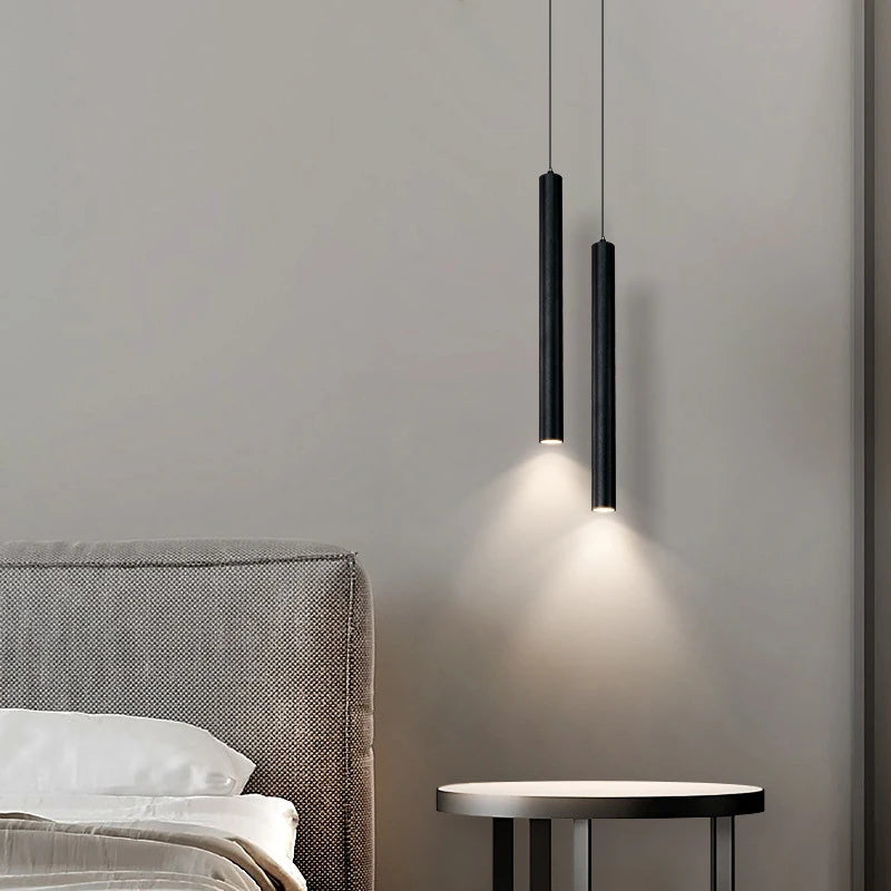 Lustre Suspension LED Cylindre Noir